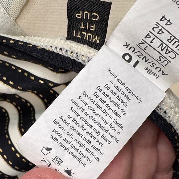 Nip Tuck Swim Size 12 Tankini Top Multi Fit Cup Striped Ruched Adjustable Straps - Picture 8 of 15